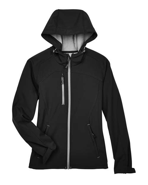 Women's Prospect Two-Layer Fleece Bonded Soft Shell Hooded Jacket - Black