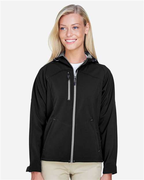 Women's Prospect Two-Layer Fleece Bonded Soft Shell Hooded Jacket - Black
