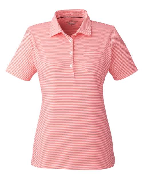 Women's Fanshell Polo - White Cap/Fiery Coral