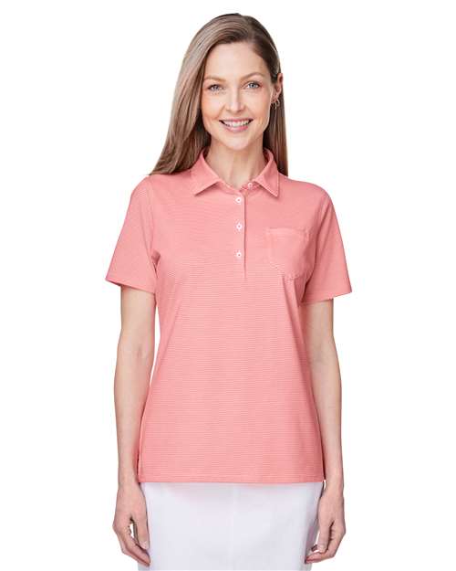 Women's Fanshell Polo - White Cap/Fiery Coral