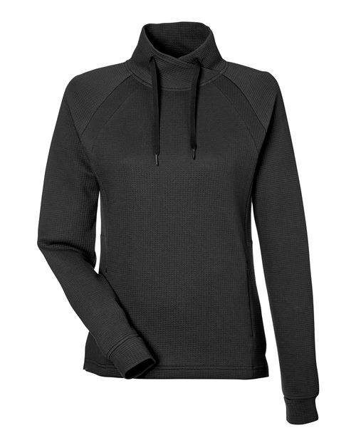 Women's Rhythm Waffle Cross-Neck Pullover - Black