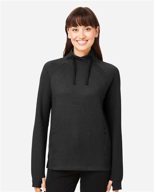Women's Rhythm Waffle Cross-Neck Pullover - Black