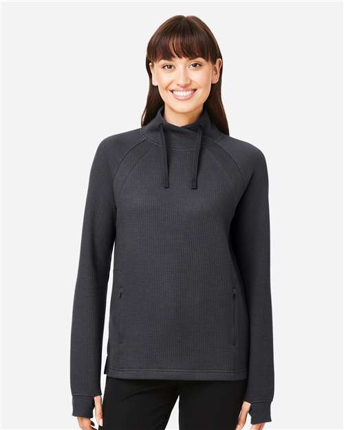 Women's Rhythm Waffle Cross-Neck Pullover - Carbon