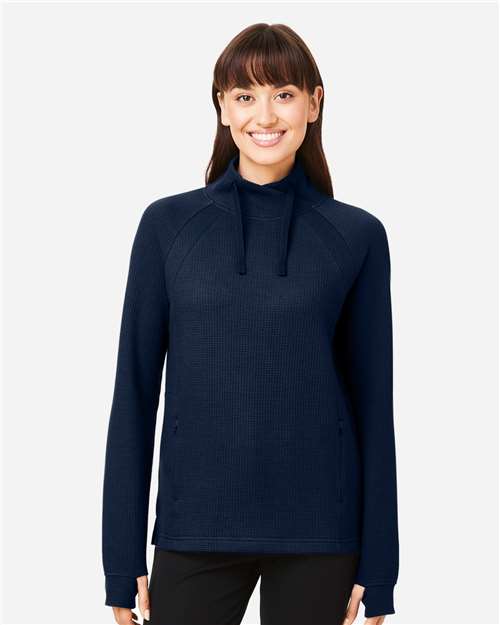 Women's Rhythm Waffle Cross-Neck Pullover - Classic Navy