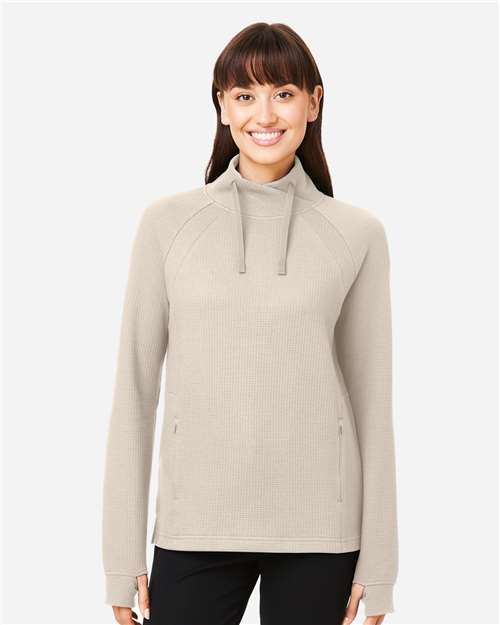 Women's Rhythm Waffle Cross-Neck Pullover - Oatmeal