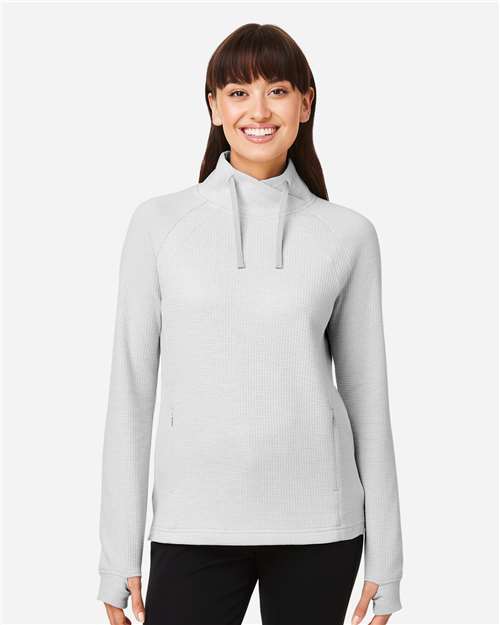 Women's Rhythm Waffle Cross-Neck Pullover - Platinum