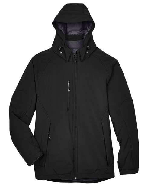 Men's Glacier Insulated Three-Layer Fleece Soft Shell Hood Jacket with Detachable Hood - Black