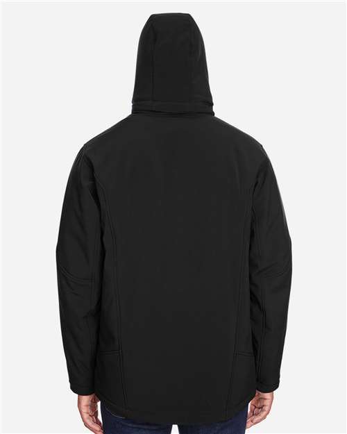 Men's Glacier Insulated Three-Layer Fleece Soft Shell Hood Jacket with Detachable Hood - Black