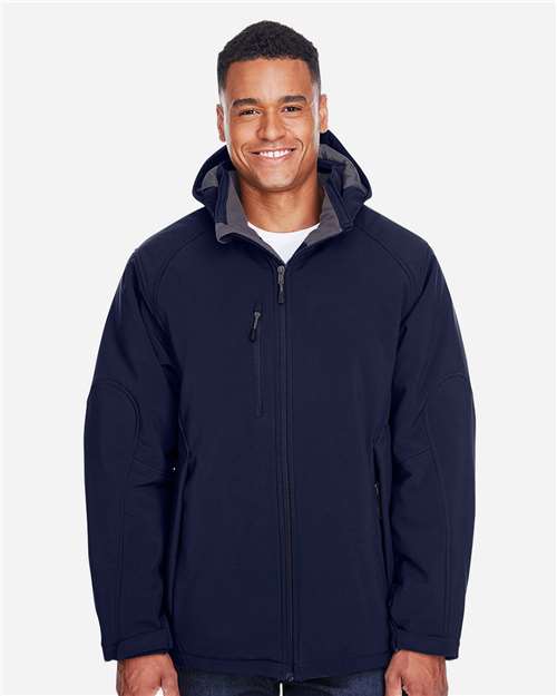 Men's Glacier Insulated Three-Layer Fleece Soft Shell Hood Jacket with Detachable Hood - Classic Navy