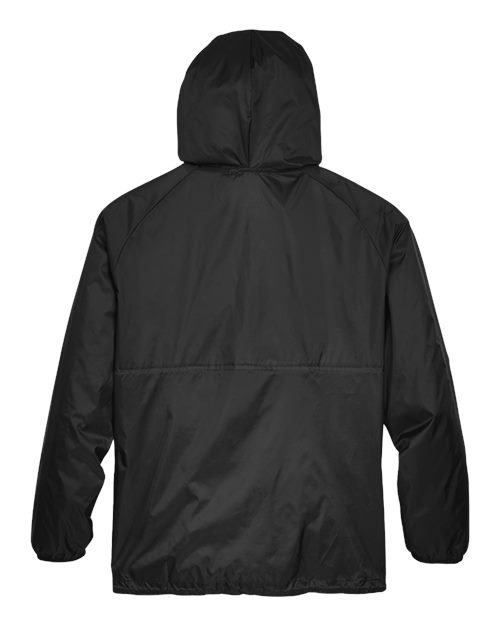 Unisex Packable Hooded Nylon Jacket - Black