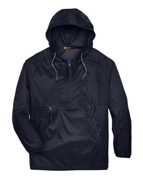 Unisex Packable Hooded Nylon Jacket - Navy