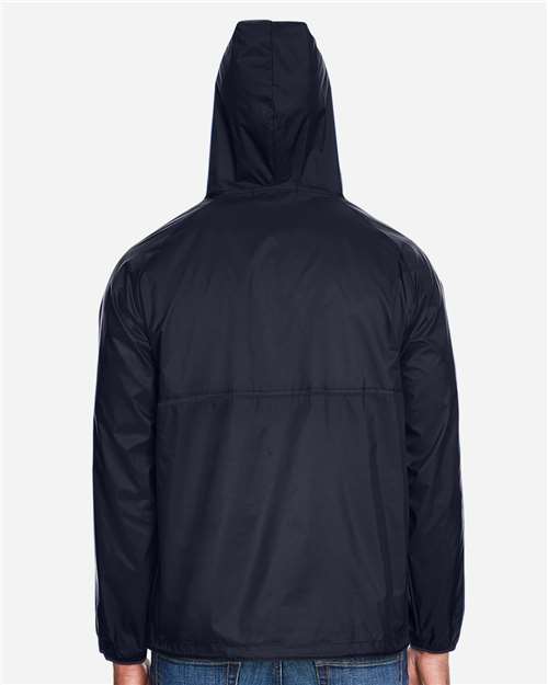 Unisex Packable Hooded Nylon Jacket - Navy