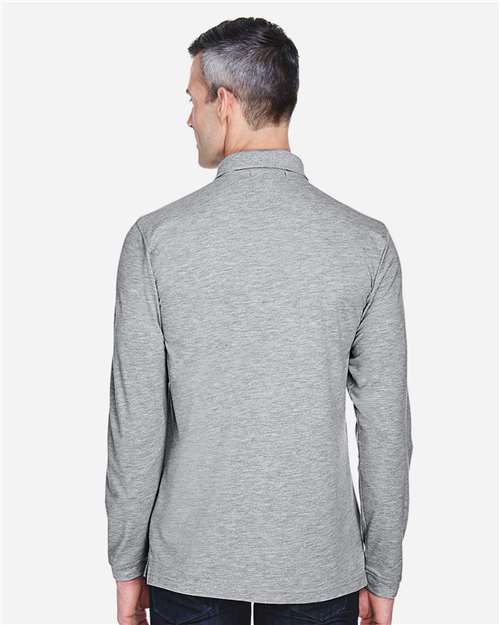 Men's Easy Blend™ Long Sleeve Polo - Grey Heather