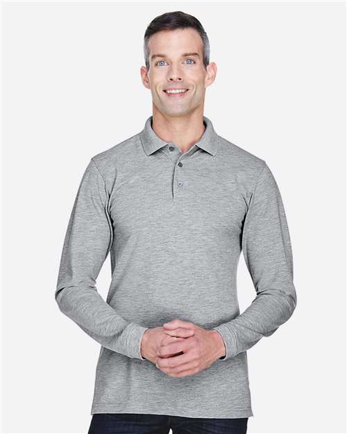 Men's Easy Blend™ Long Sleeve Polo - Grey Heather