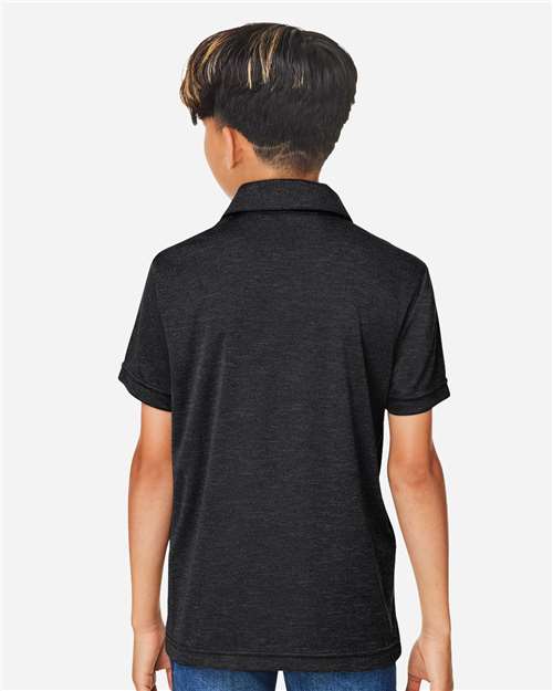 Youth Zone Sonic Heather Performance Polo - Black Heather