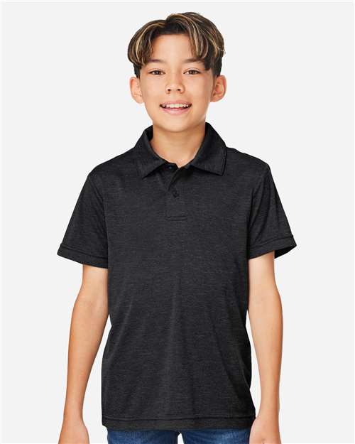 Youth Zone Sonic Heather Performance Polo - Black Heather