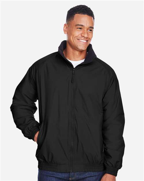 Unisex Fleece Lined Nylon Jacket - Black/ Black