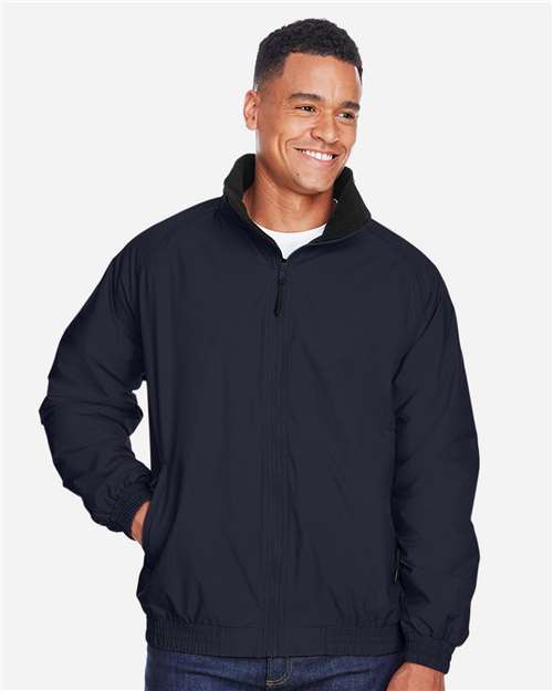 Unisex Fleece Lined Nylon Jacket - Navy/ Black