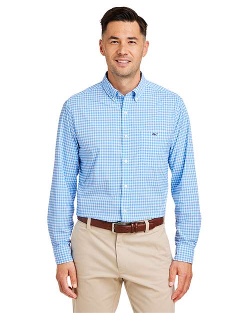 Men's On-The-Go Nylon Gingham Shirt - Ocean Breeze