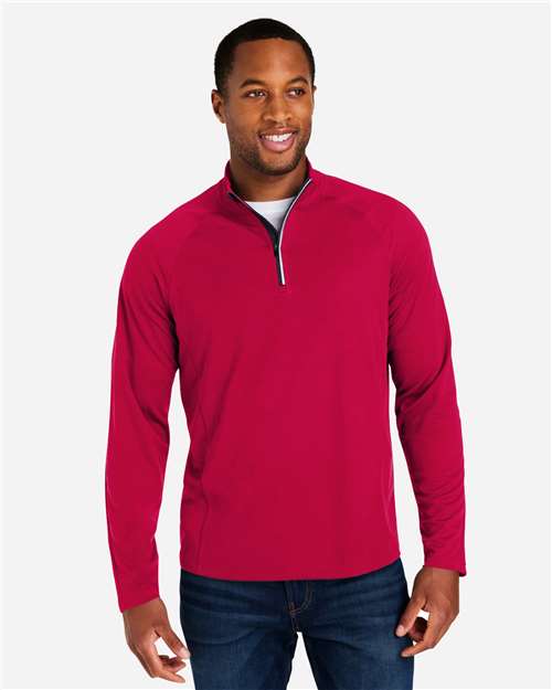 Men's Origin Performance Pique Quarter-Zip Pullover - Classic Red/ Carbon