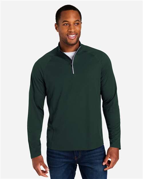 Men's Origin Performance Pique Quarter-Zip Pullover - Forest/ Carbon