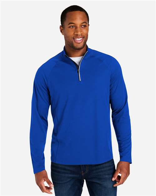 Men's Origin Performance Pique Quarter-Zip Pullover - True Royal/ Carbon