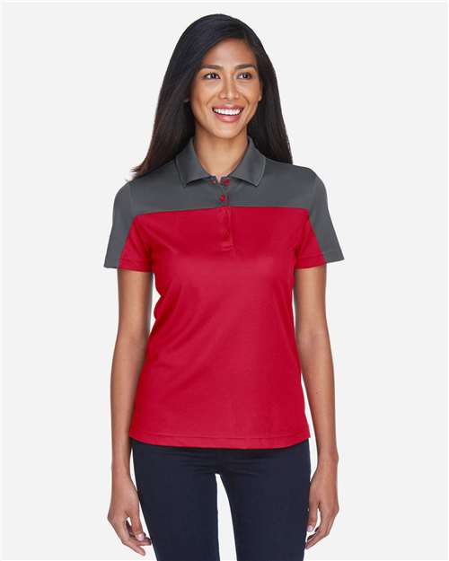 Women's Balance Colorblock Performance Piqué Polo - Classic Red/ Carbon