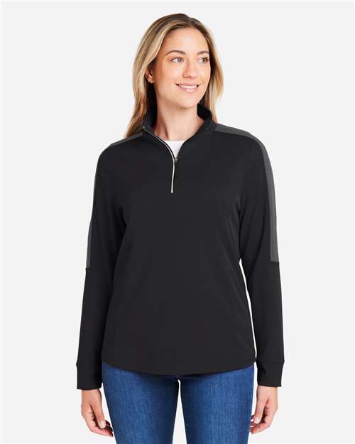 Women's Market Snag Protect Mesh Colorblock Quarter-Zip Pullover - Black/ Carbon