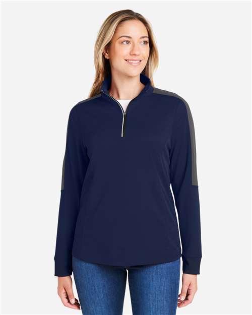Women's Market Snag Protect Mesh Colorblock Quarter-Zip Pullover - Classic Navy Heather/ Carbon