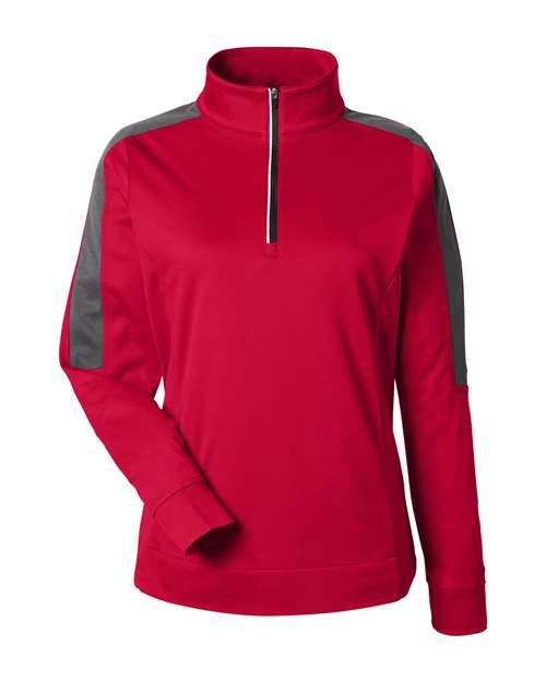 Women's Market Snag Protect Mesh Colorblock Quarter-Zip Pullover - Classic Red/ Carbon