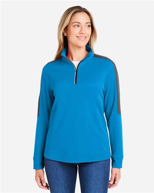 Women's Market Snag Protect Mesh Colorblock Quarter-Zip Pullover - Electric Blue/ Carbon