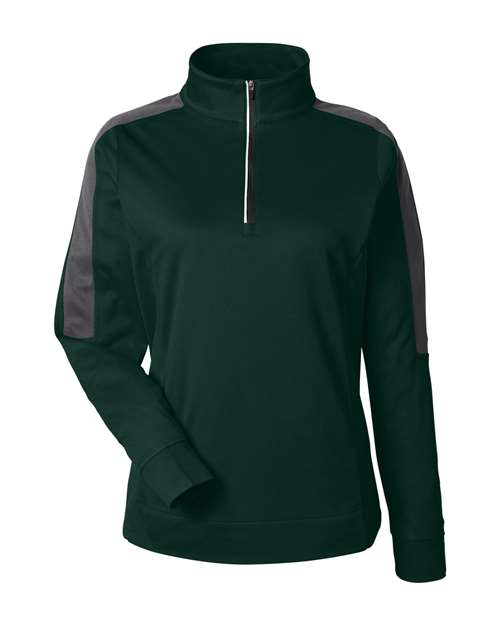 Women's Market Snag Protect Mesh Colorblock Quarter-Zip Pullover - Forest/ Carbon