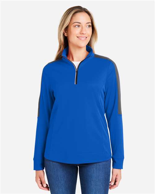 Women's Market Snag Protect Mesh Colorblock Quarter-Zip Pullover - True Royal/ Carbon