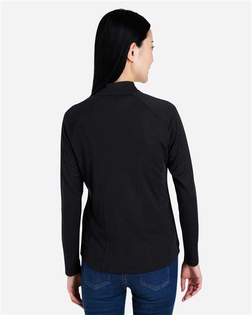 Women's Origin Performance Pique Quarter-Zip Pullover - Black/ Carbon