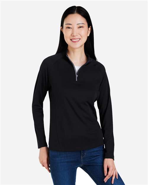 Women's Origin Performance Pique Quarter-Zip Pullover - Black/ Carbon