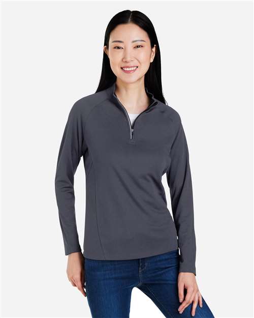 Women's Origin Performance Pique Quarter-Zip Pullover - Carbon/ Black