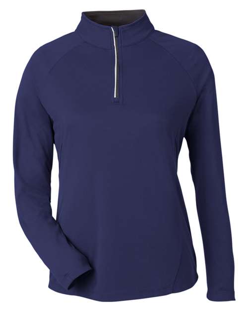 Women's Origin Performance Pique Quarter-Zip Pullover - Classic Navy Heather/ Carbon