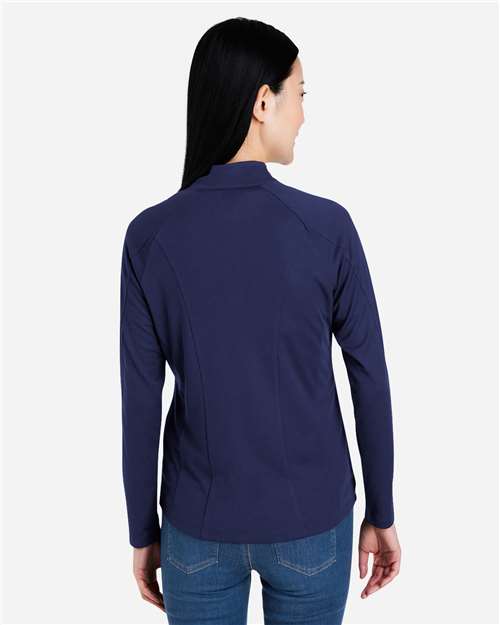 Women's Origin Performance Pique Quarter-Zip Pullover - Classic Navy Heather/ Carbon