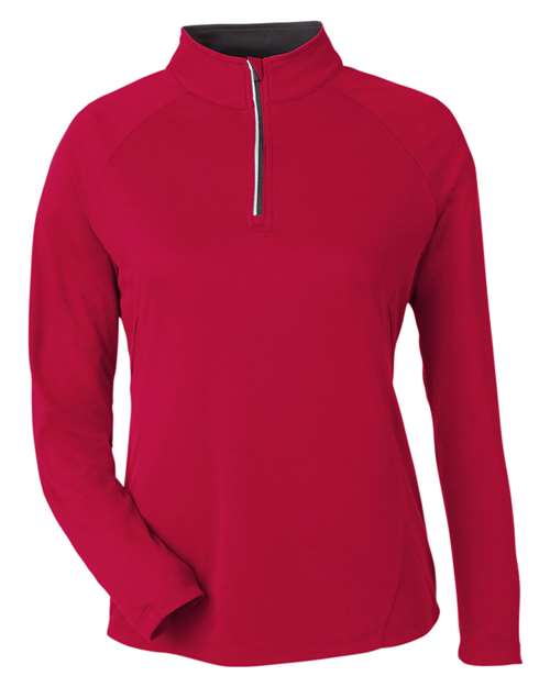 Women's Origin Performance Pique Quarter-Zip Pullover - Classic Red/ Carbon