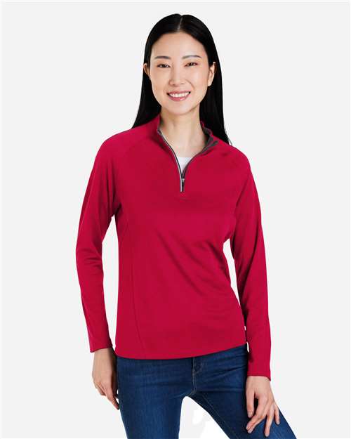 Women's Origin Performance Pique Quarter-Zip Pullover - Classic Red/ Carbon