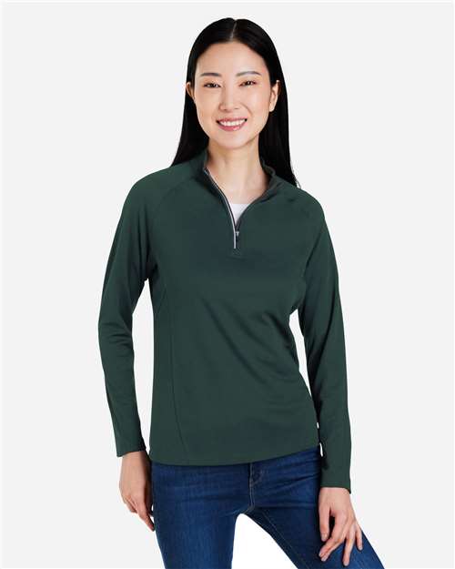 Women's Origin Performance Pique Quarter-Zip Pullover - Forest/ Carbon