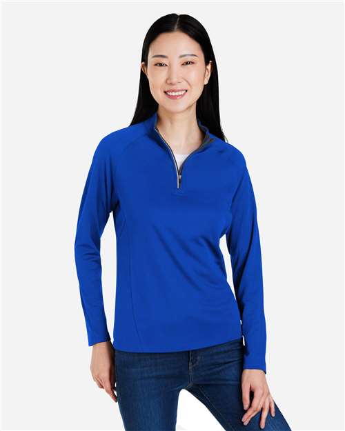 Women's Origin Performance Pique Quarter-Zip Pullover - True Royal/ Carbon