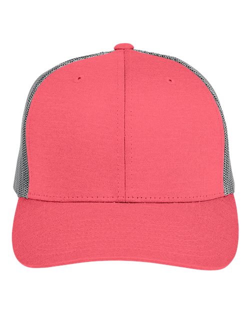 Youth Zone Sonic Heather Trucker Cap by Yupoong - Sport Red Heather/ Sport Graphite