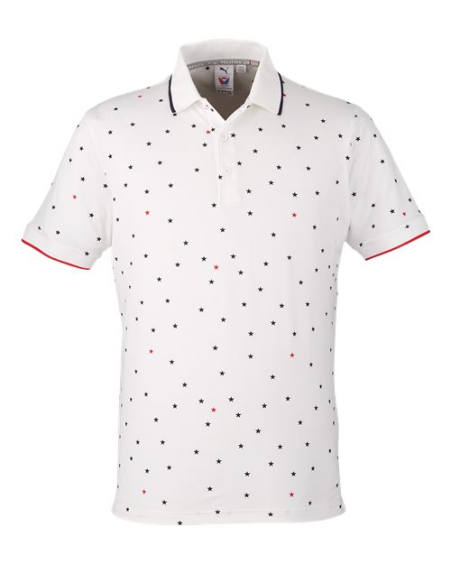 Men's Volition Skylight Patriotic Polo - Bright White/ Navy Blazer