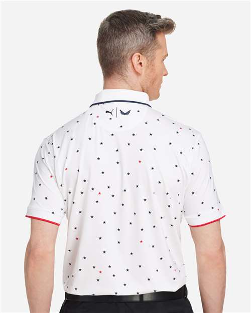 Men's Volition Skylight Patriotic Polo - Bright White/ Navy Blazer