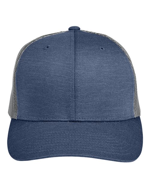 Zone Sonic Heather Trucker Cap by Yupoong - Sport Dark Navy Heather/ Sport Graphite
