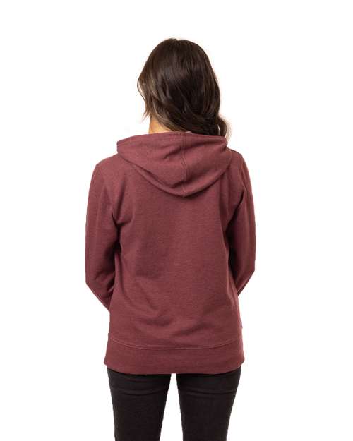 Women's Heathered Full-Zip Hooded Sweatshirt - Berry