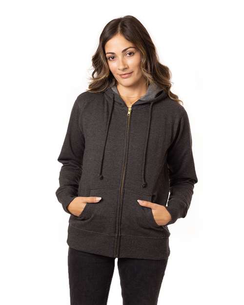 Women's Heathered Full-Zip Hooded Sweatshirt - Charcoal