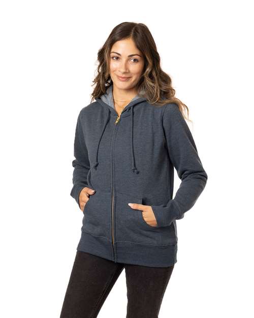 Women's Heathered Full-Zip Hooded Sweatshirt - Water