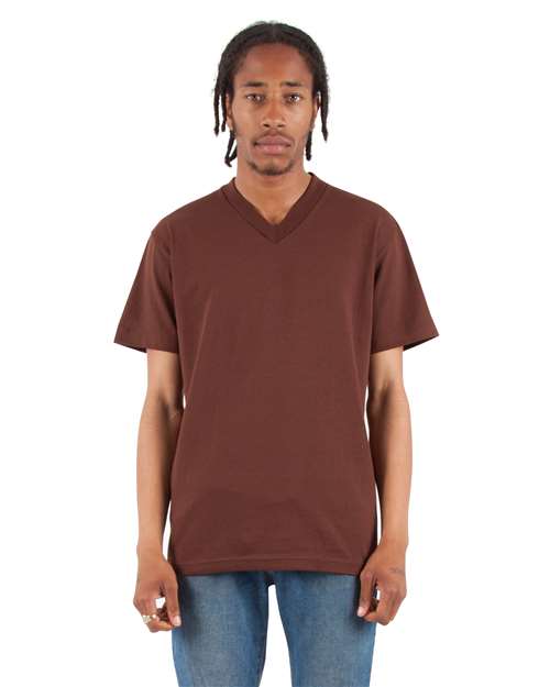 Unisex V-Neck T-Shirt - Brown